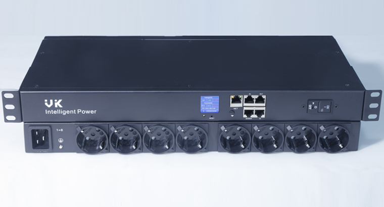 VK Easy Rack PDU, Switched, 1U, 1 Phase, 4kW, 250V, 16A, 8x Schuko outlets, IEC60320 C20 inlet